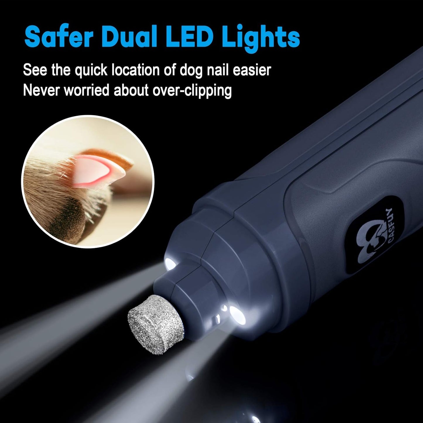 Casfuy™ LED Dog Nail Grinder – Professional 2-Speed Trimmer