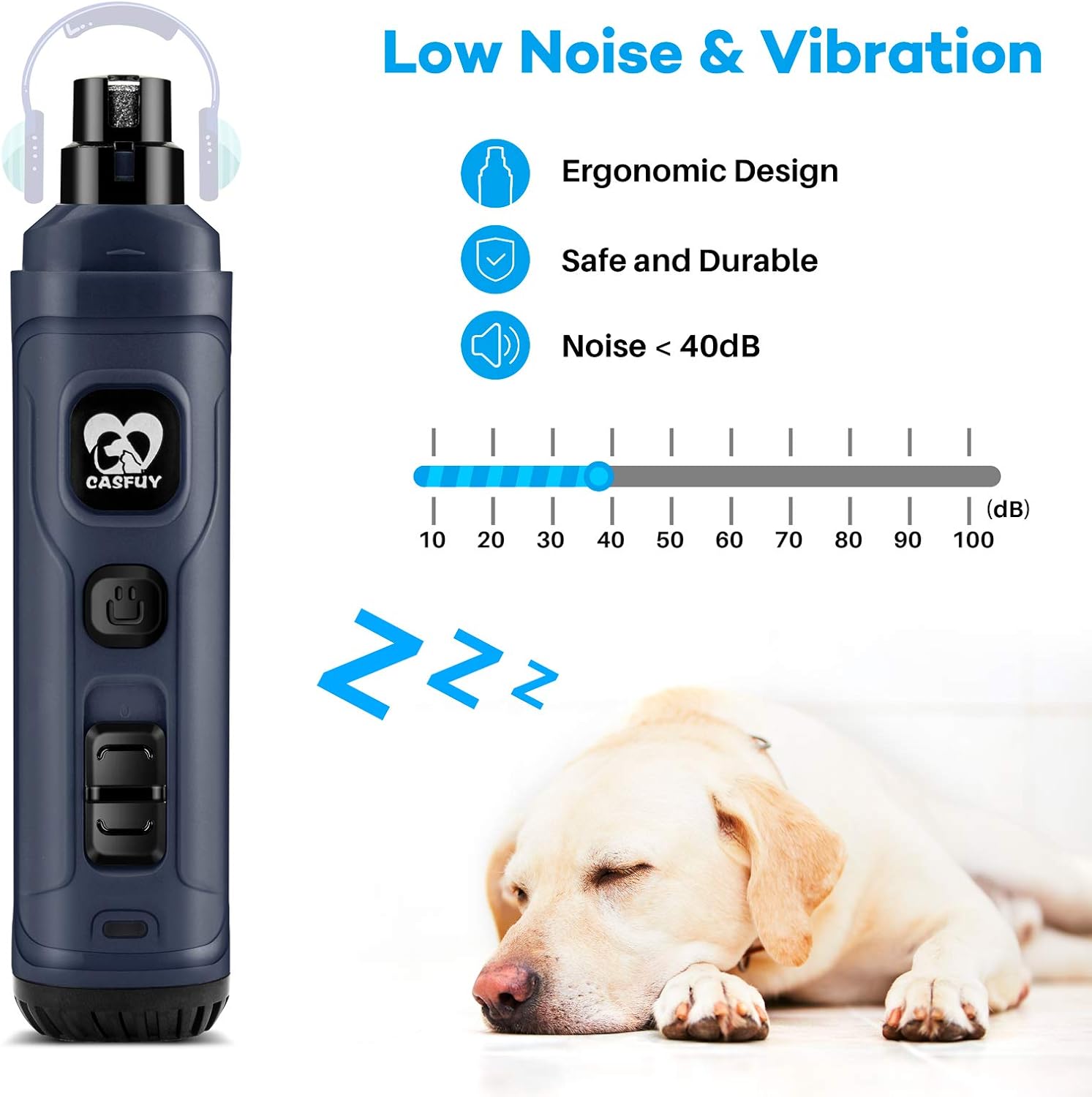 Casfuy™ LED Dog Nail Grinder – Professional 2-Speed Trimmer